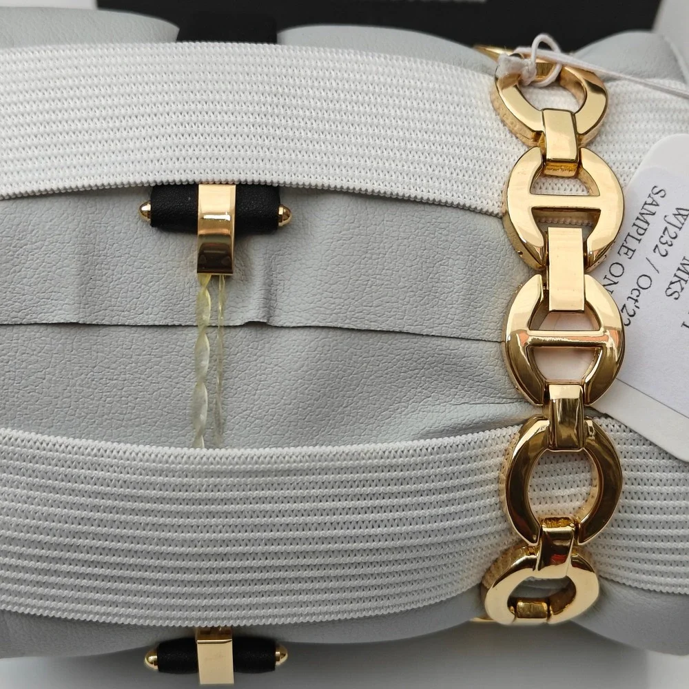 Vince Camuto Women Gold Tone Green Dial Crystal Watch Set Removable Leather Band